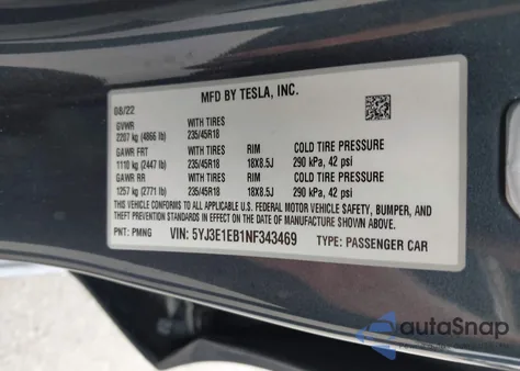 2022 Tesla Model 3 Long Range Dual Motor All-Wheel Drive from USA, damaged, VIN 5YJ3E1EB1NF343469